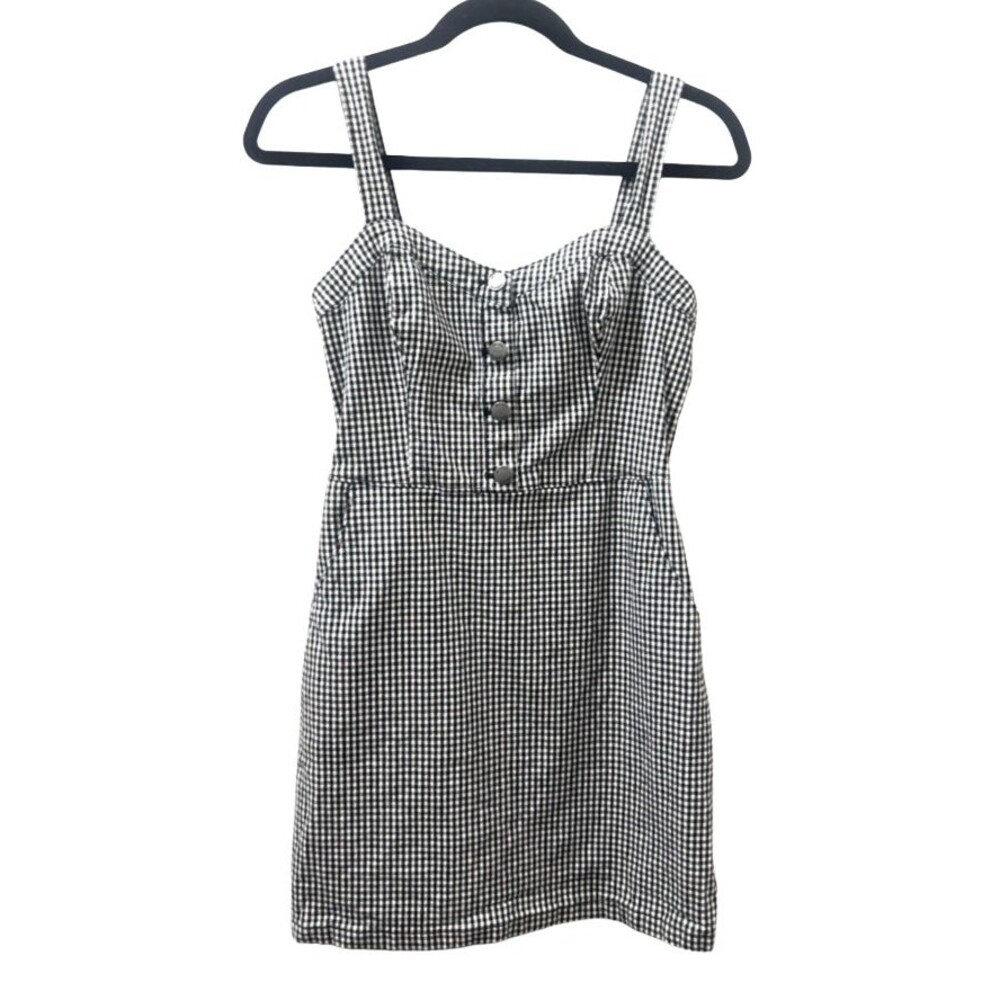 Hollister Size S Womens Gingham Black White Fitted Dress with Pockets! - EUC